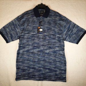 COTTON TRADERS SPORT Blue Grey Geometric print Polo Shirt Men's 2X Tall NWT